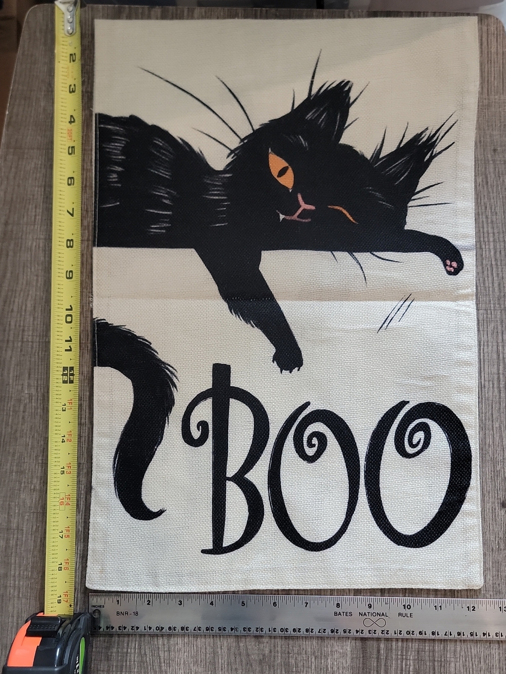 Decorative Black Cat 'Boo' Garden Flag - Black and Cream -HALLOWEEN CAT - Picture 3 of 4